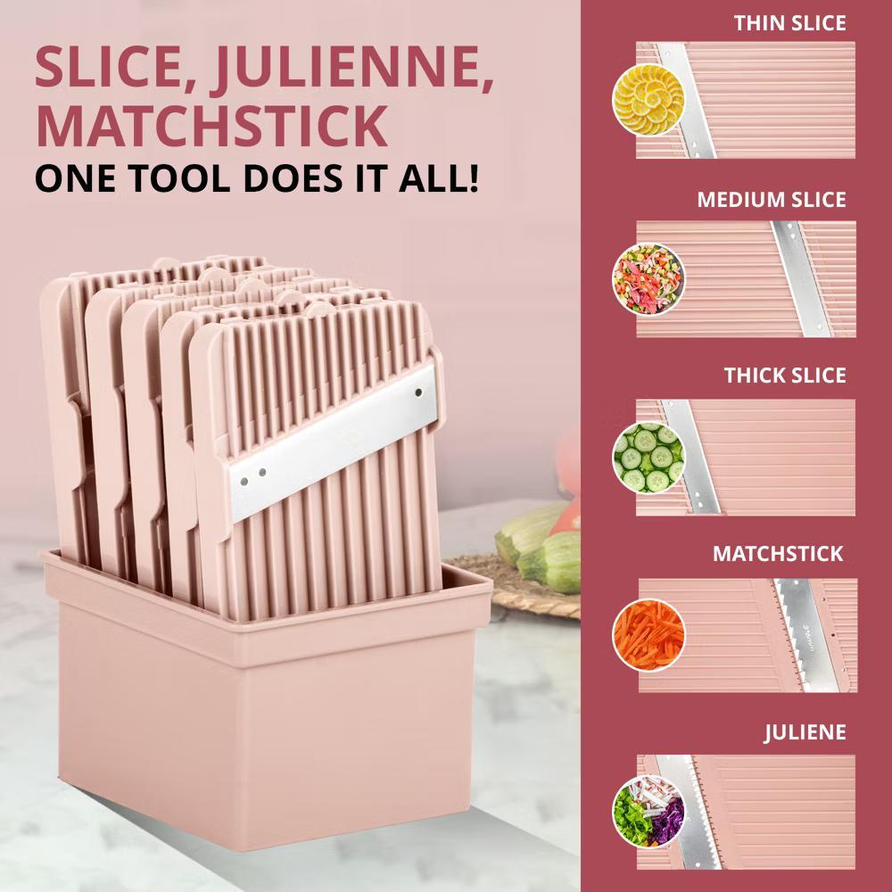 NutriSlicer Upright Mandoline Slicer – 5 Stainless Steel Blades, BPA-Free and Dishwasher Safe - Image 32