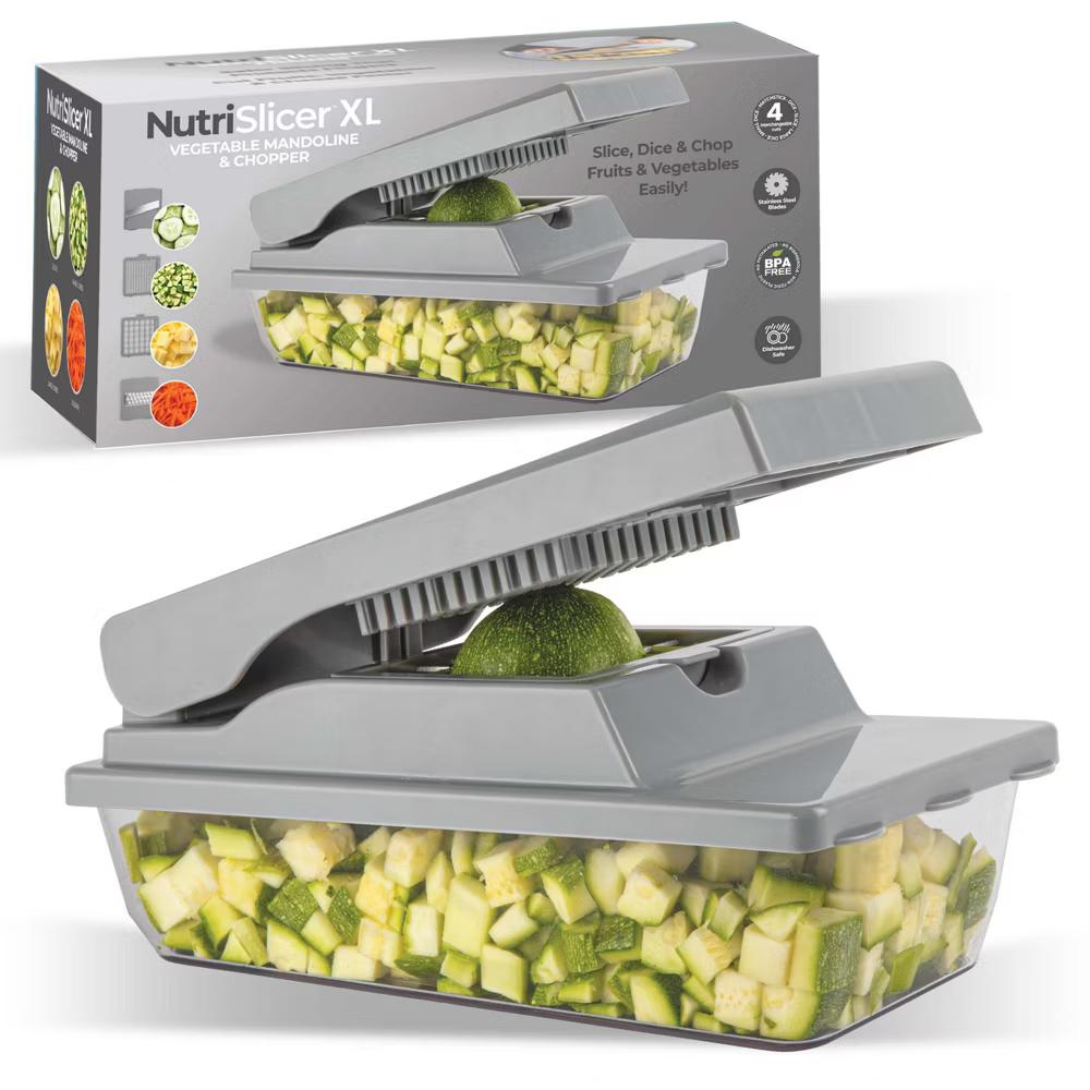 As Seen On TV NutriSlicer XL 7 Piece Vegetable Mandoline Slicer Chopper Dicer with Container & Blades - Image 10