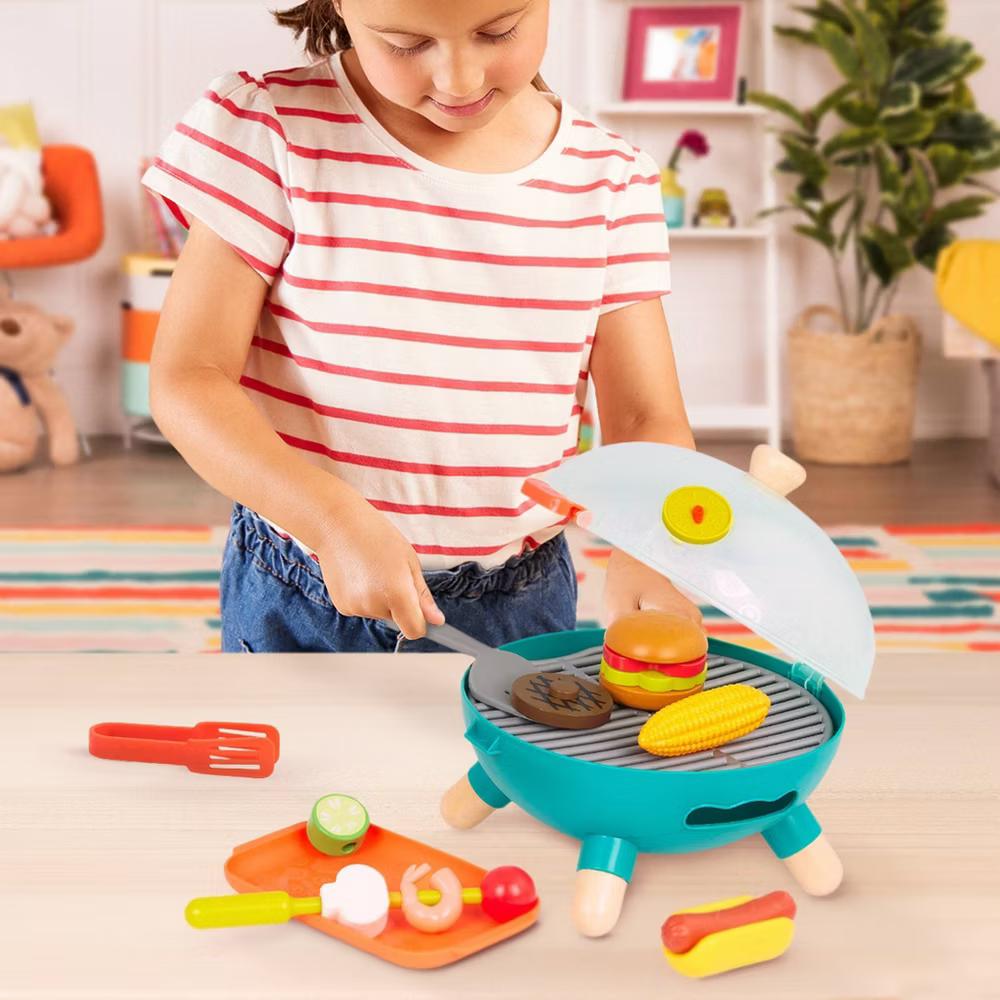 Toy Grill & Play Food - Mini Chef - BBQ Grill Playset: Includes Pretend Kitchen Accessories, 18 Pieces - Image 2