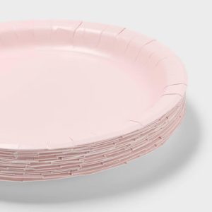 20ct Light Pink Dinner Paper Plates- "
