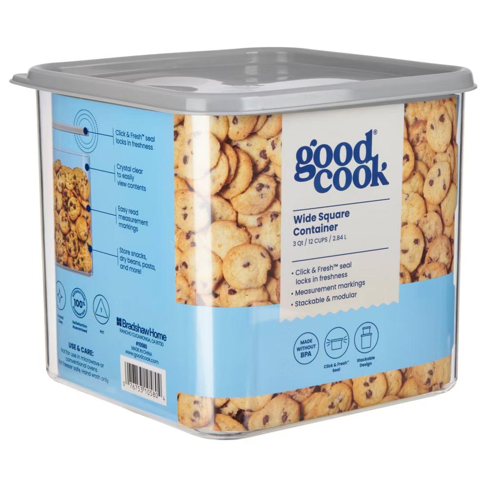 3qt 2pc Wide Square + Lid Food Storage Containers Gray: Stackable Design, Measurement Markings - Image 7