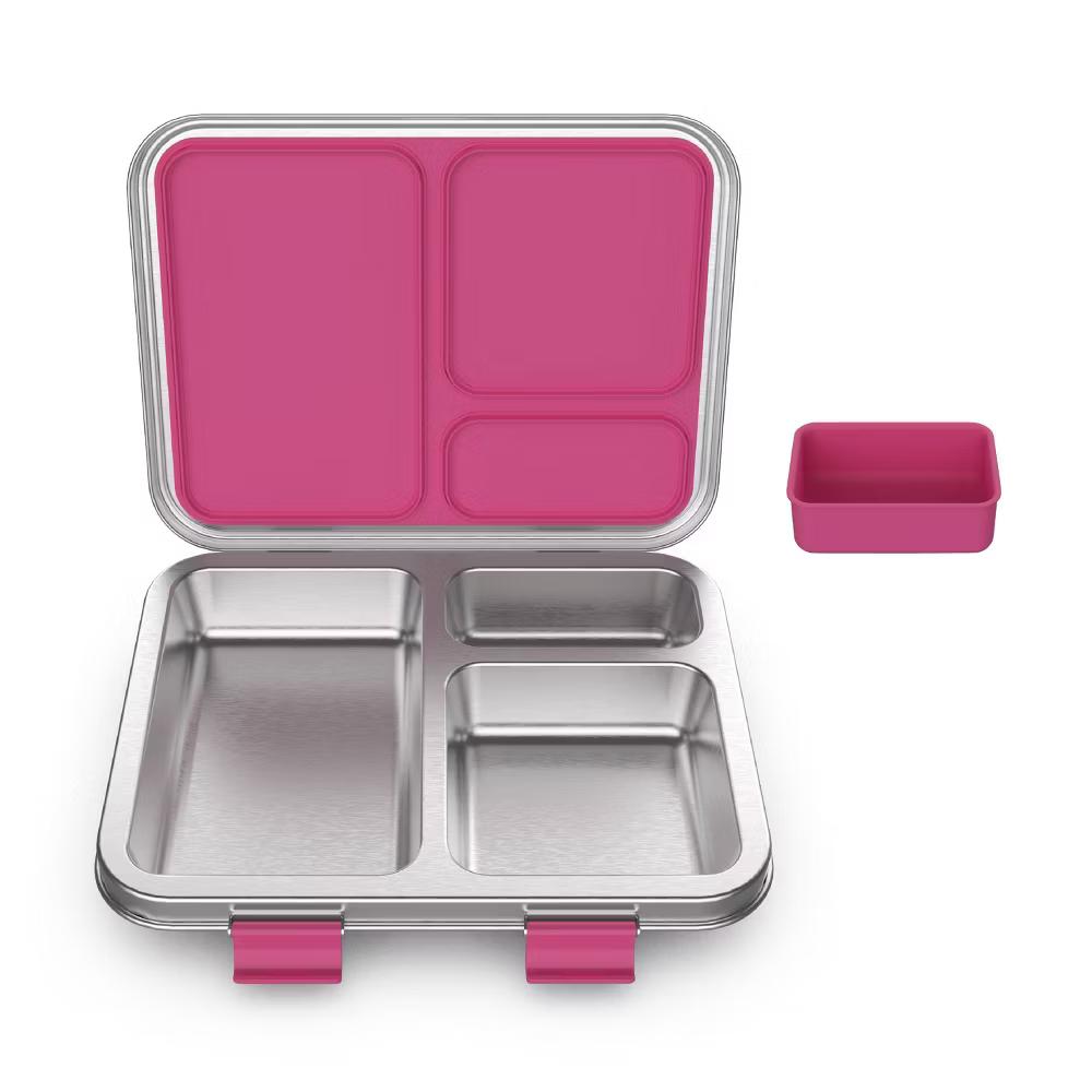 Kids' Stainless Steel Leakproof 3 Compartments Bento-Style Lunch Box - Image 11