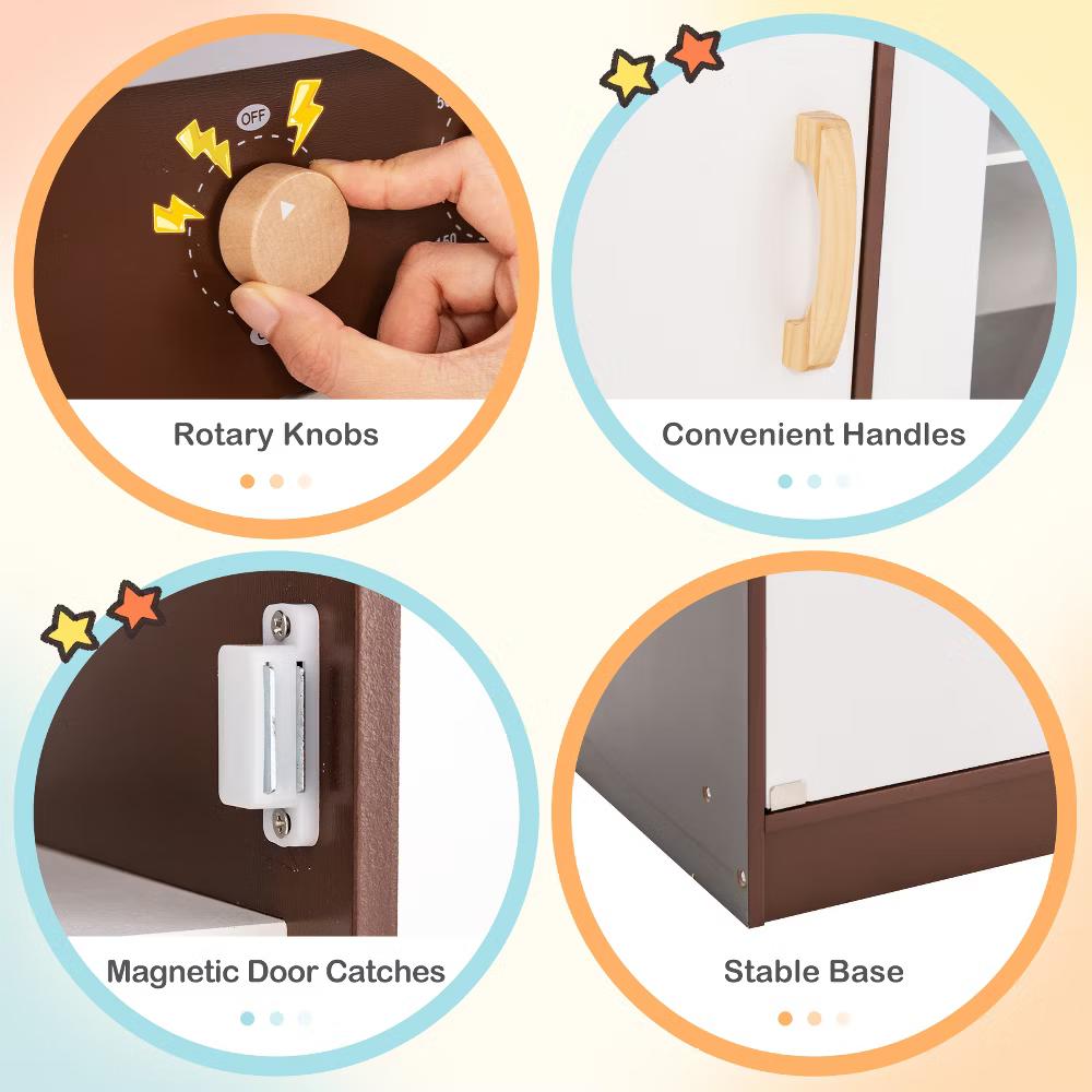 Corner Play Kitchen with Ice Maker Microwave Oven for Kids 3+ Years Old Wooden Toy - Image 6