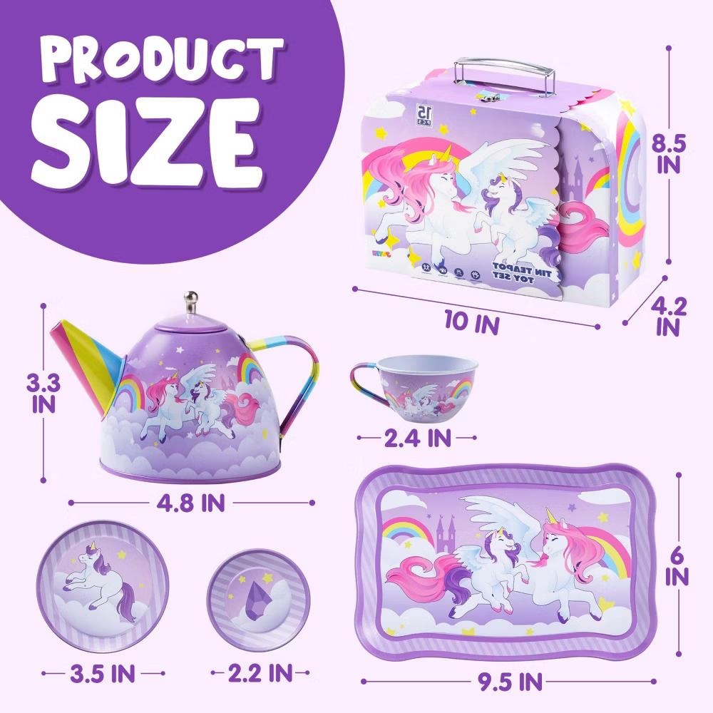 15Pcs Unicorn Tea Party Set for Girls, Pretend Play Teapot Kitchen Toy, Princess Tea Time Toy, Christmas Birthday Gifts for Kids Ages 3 4 5 6 - Image 4