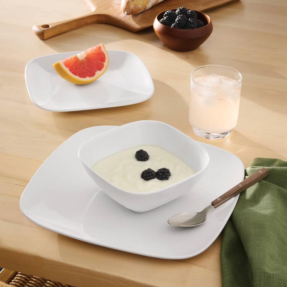 12pc Porcelain Square Coupe Dinnerware Set - Image 4