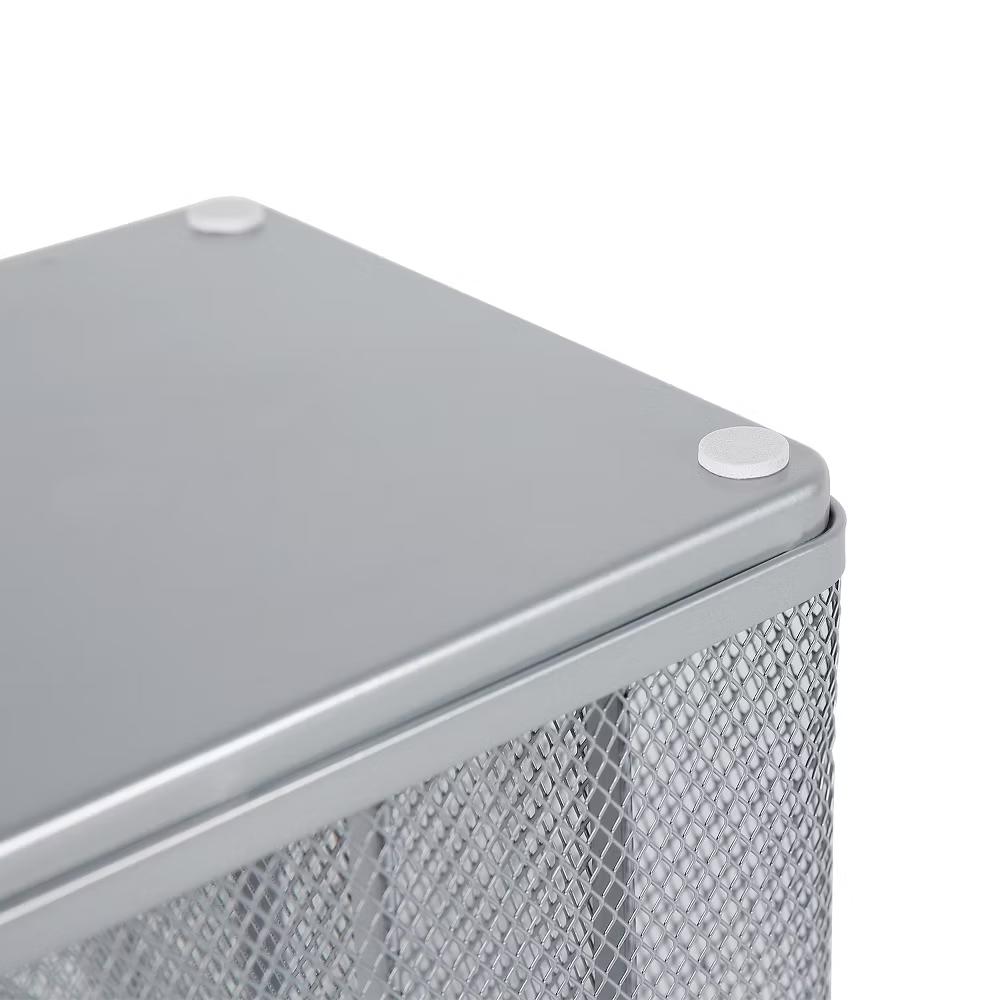 Mesh Medium Desktop Organizer Silver - Steel Desk Tool Holder, Office Supplies, 7"x7"x6"