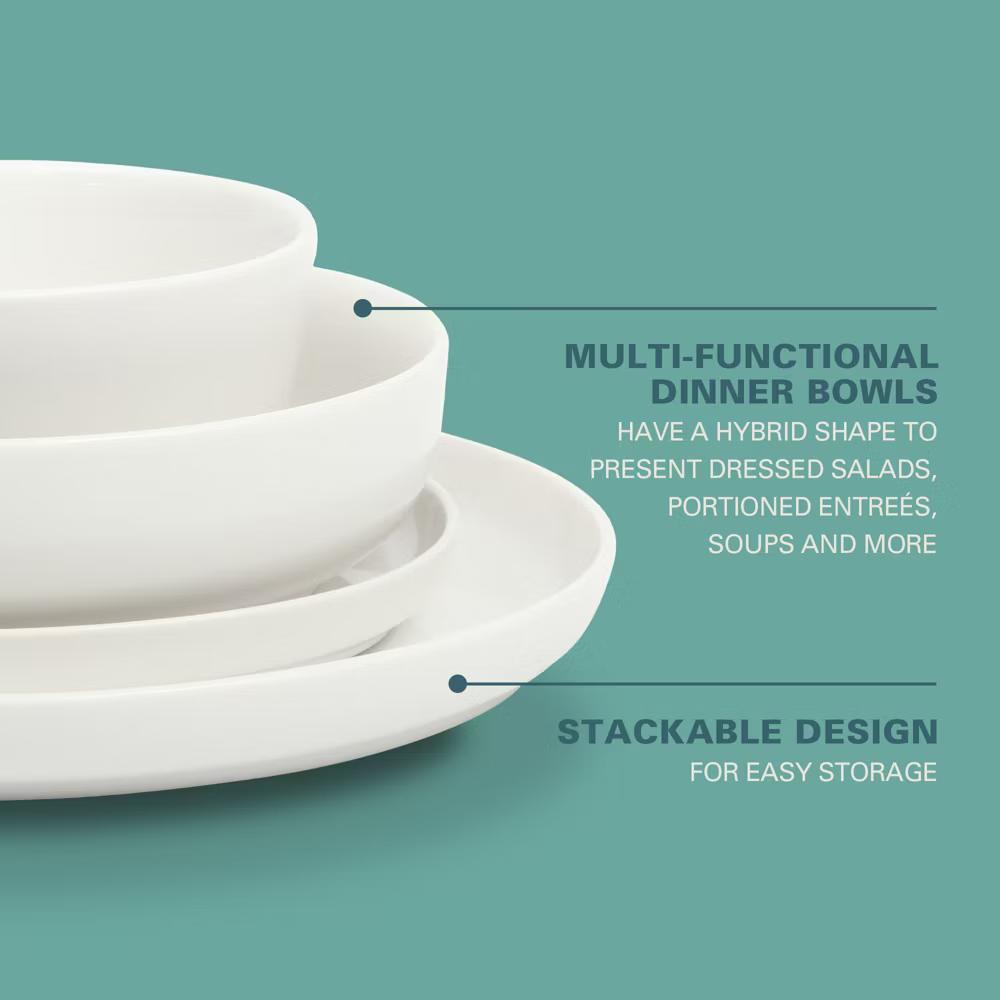 Oslo 16-Piece Porcelain Plates and Bowls Dinnerware Set - Image 21