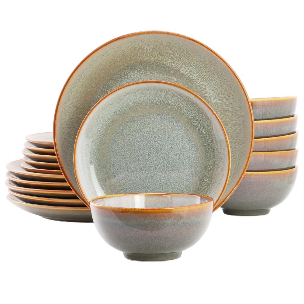Wilma 18 Piece Round Stoneware Dinnerware Set in Light Blue - Image 12