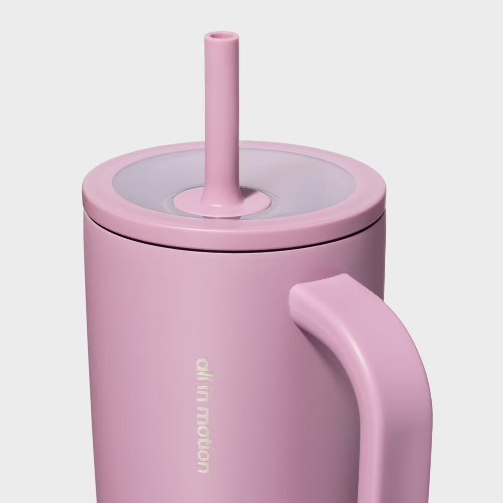 StrawBlue40 fl oz Stainless Steel Tumbler with Straw - Image 11