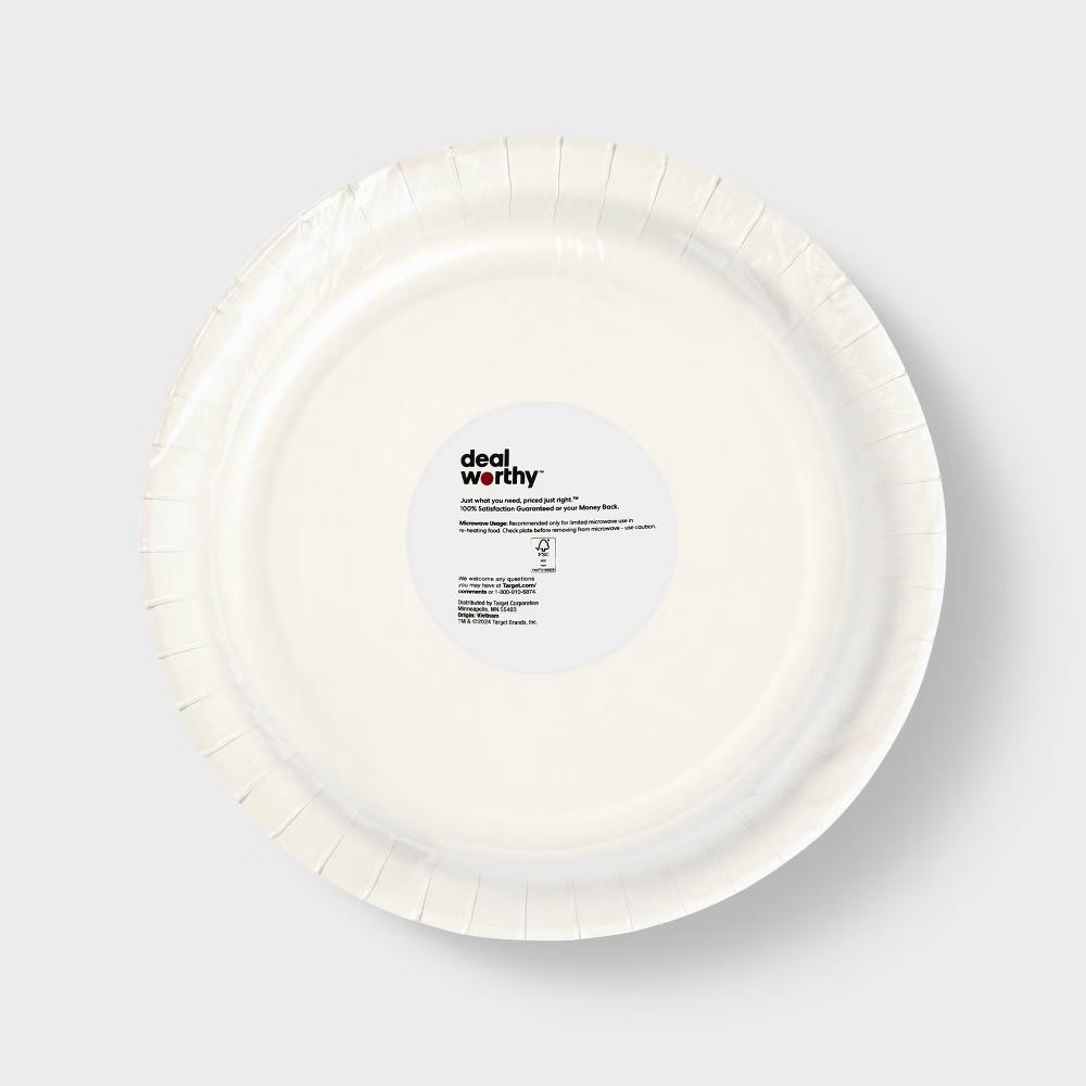 White Disposable Paper Plates 8.5" - 50ct - Round, Solid Pattern, Non-Toxic