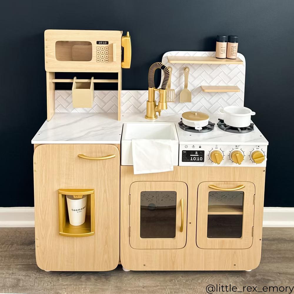 Little Chef Cyprus Wooden Play Kitchen Set with 14 Toy Accessories - Image 9
