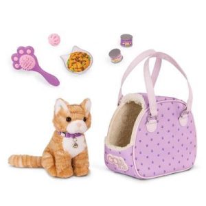 Hop in Cat Carrier & Pet Plush Kitten Accessory Set for 18'' Dolls
