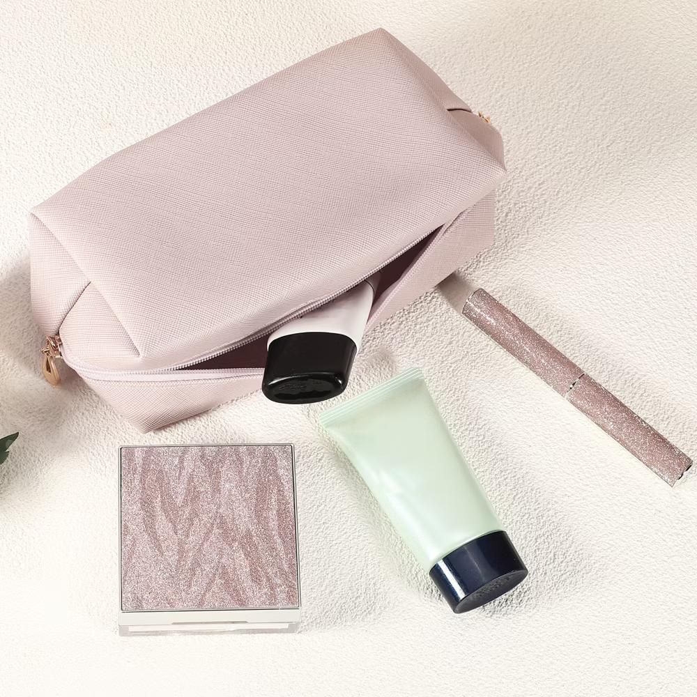 Small Portable Travel Cosmetic Bag Pink 6.69"x2.95"x3.54" 1 Pc - Image 2
