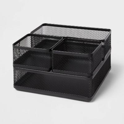Mesh Desk Organizer Black - Steel Office Supplies & Desk Drawer Organizers, 8"x8"x4.5" - Image 2