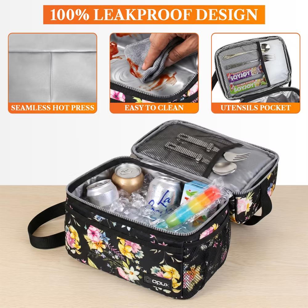 Double Decker Lunch Box Men Women, Insulated Leakproof Cooler Bag Adult Work, Dual Compartment Pail Tote Boys Girls Kids - Image 14