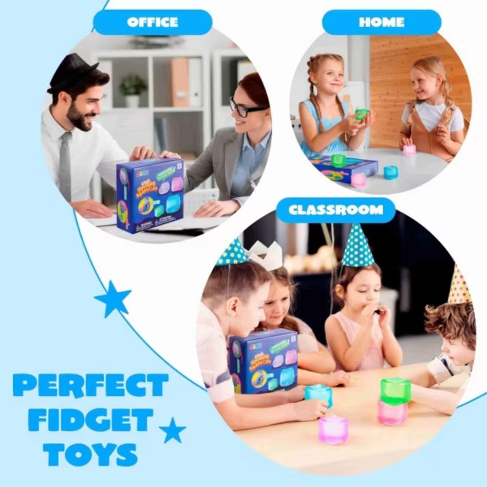 4 Pack Stress Cube, 2'' High Cube Fidget Toy, Stress Relief with Slow Rising Sensory Squishy Toys,Party Favors,Classroom Prizes for Boys Girls - Image 2