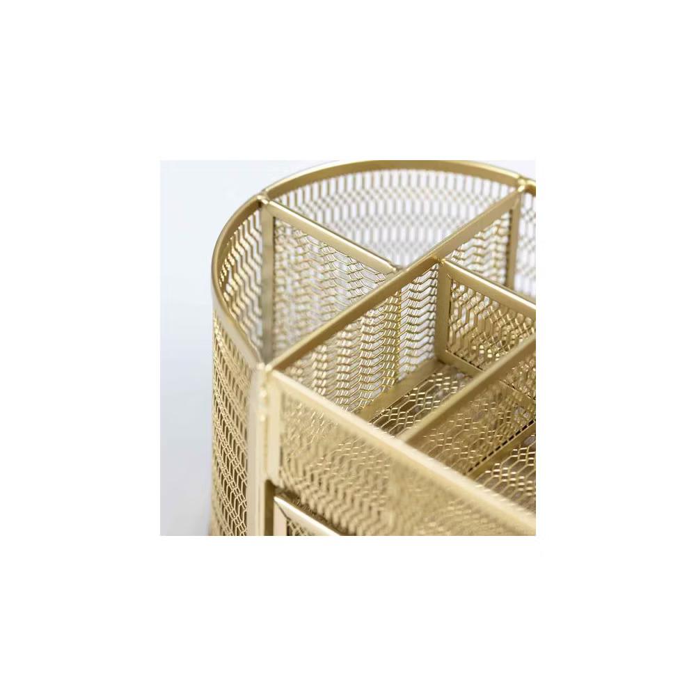 Blu Monaco Small Metal Mesh Desk Organizer with Drawer - Available in Aqua, Gold, and Pink - Image 11