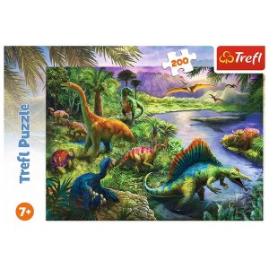 Red 200 Piece Kids Puzzle - Hungry Dinosaurs