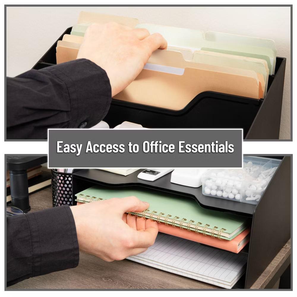 3-Tier Plastic Desk Organization Set Black - Image 4
