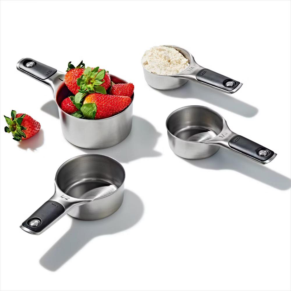 4pc Stainless Steel Magnetic Measuring Cups Set Black: Nesting Design, Dishwasher-Safe, Includes 1 Cup to 1/4 Cup - Image 3