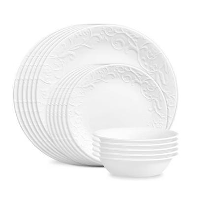 18pc Vitrelle Embossed Bella Faenza Dinnerware Set White: Floral Pattern, Service for 6, Dishwasher & Microwave Safe - Image 6