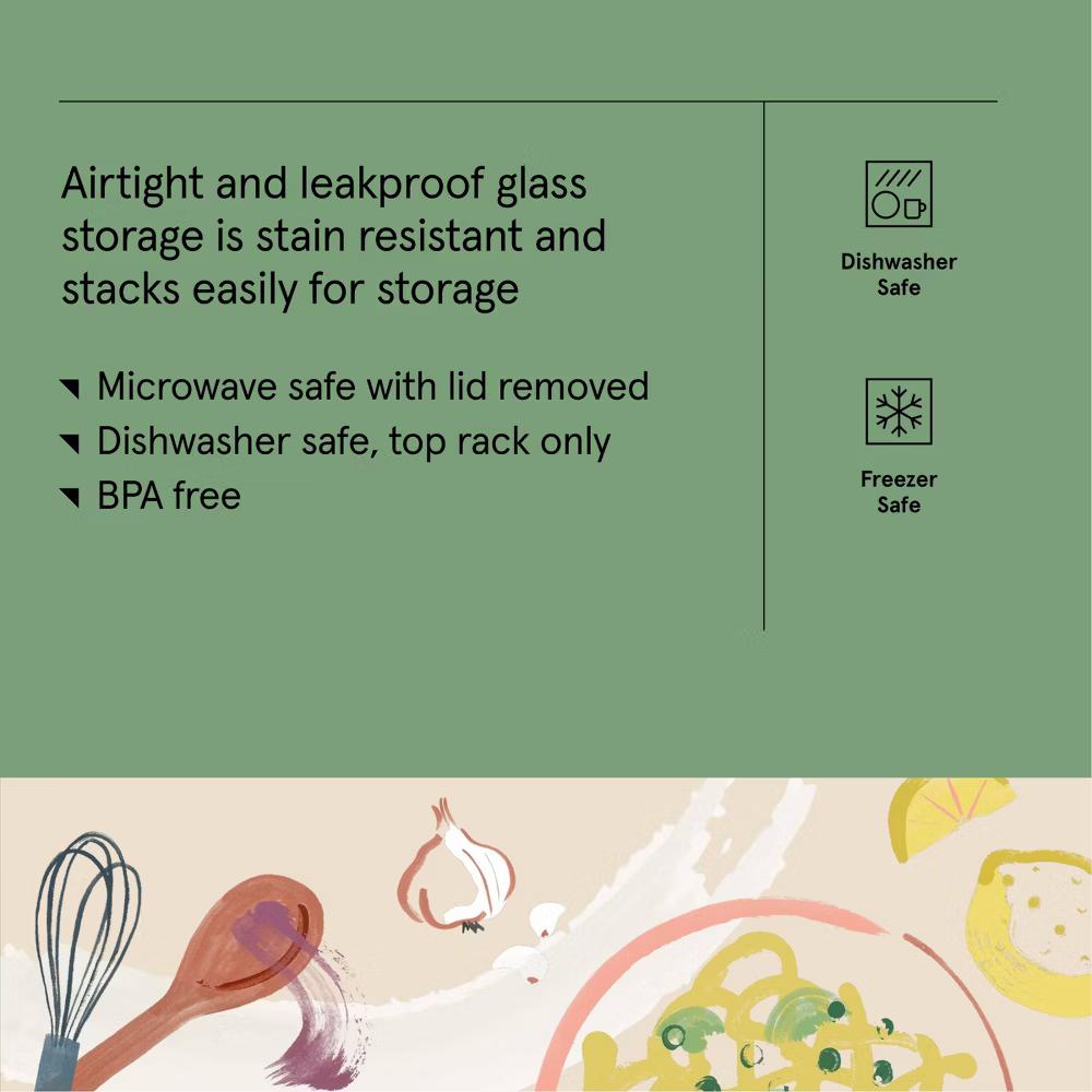 4.33 Cup Glass Food Storage Container Clear - Microwave, Freezer & Dishwasher Safe, Includes Lid - Image 5