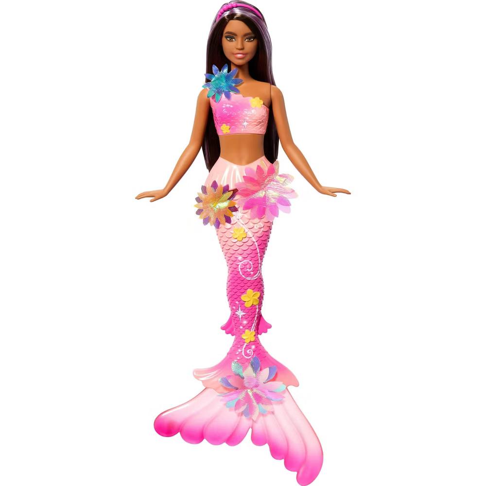 Flower Magic Mermaid Toy Doll with Surprise Blooming Flowers Feature, Long Brown Hair with Purple Highlights - Image 2
