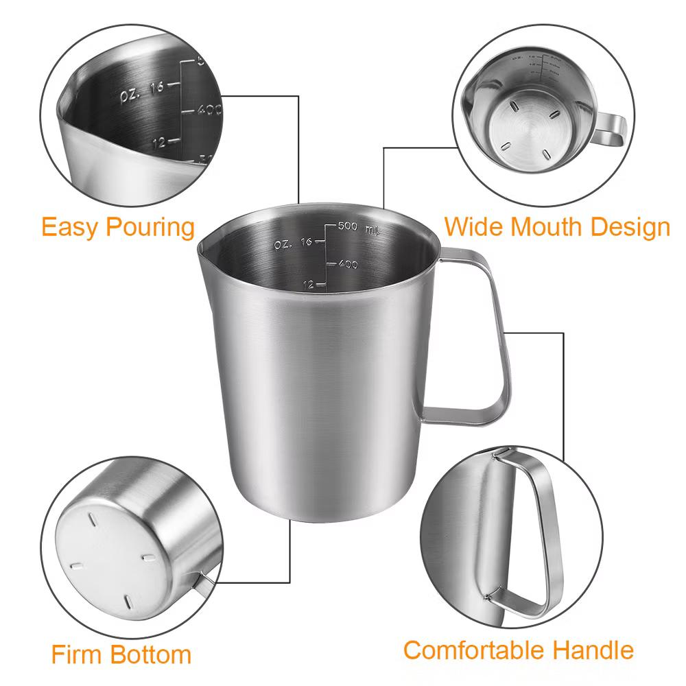 Measuring Cup Including ML Scale Ounce Scale Stainless Steel Graduated Beaker with Handle for Lab Kitchen liquids - Image 8