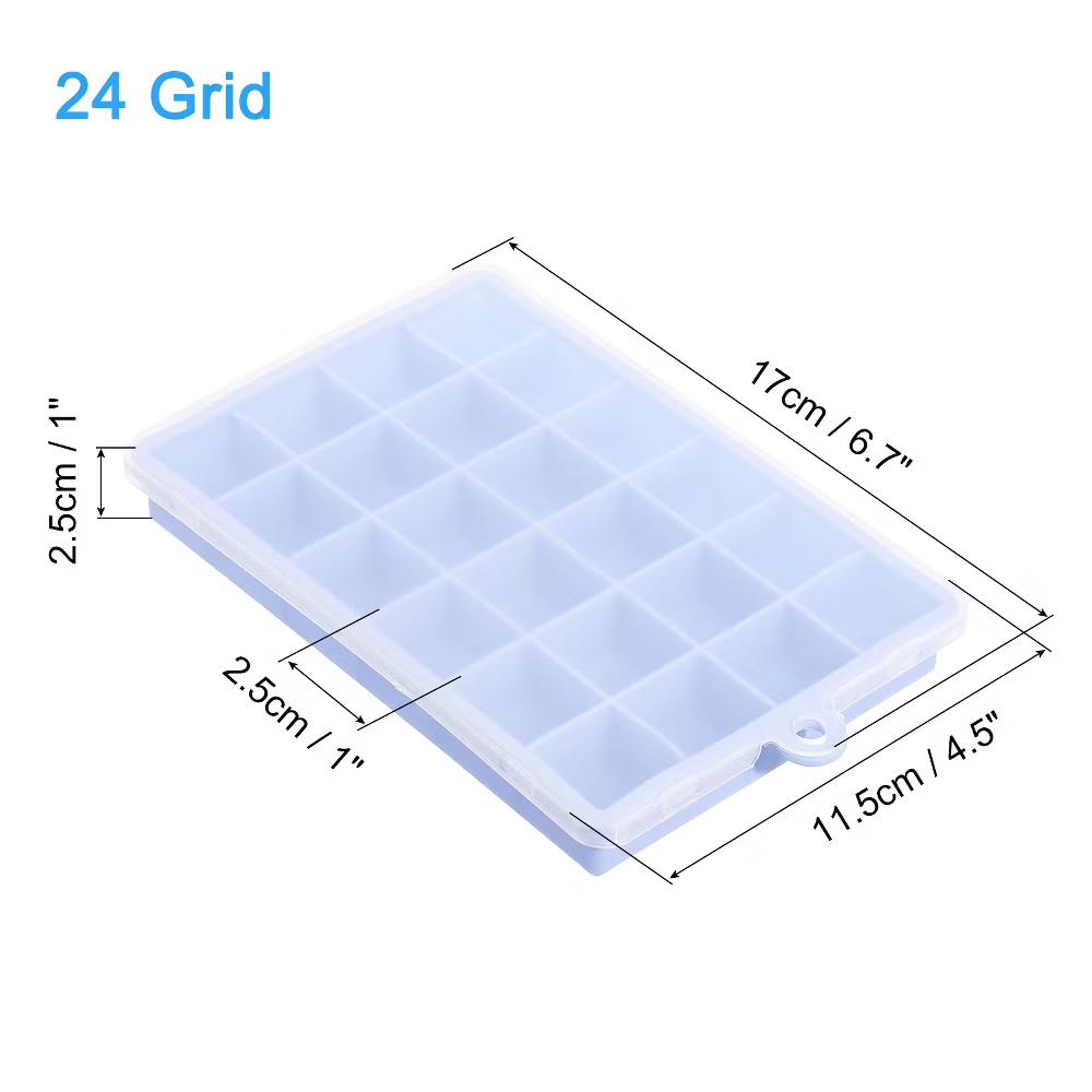 Square Silicone Ice Cube Tray with Lid for Freezer 24 Cube Per Trays 2 Pcs - Image 2