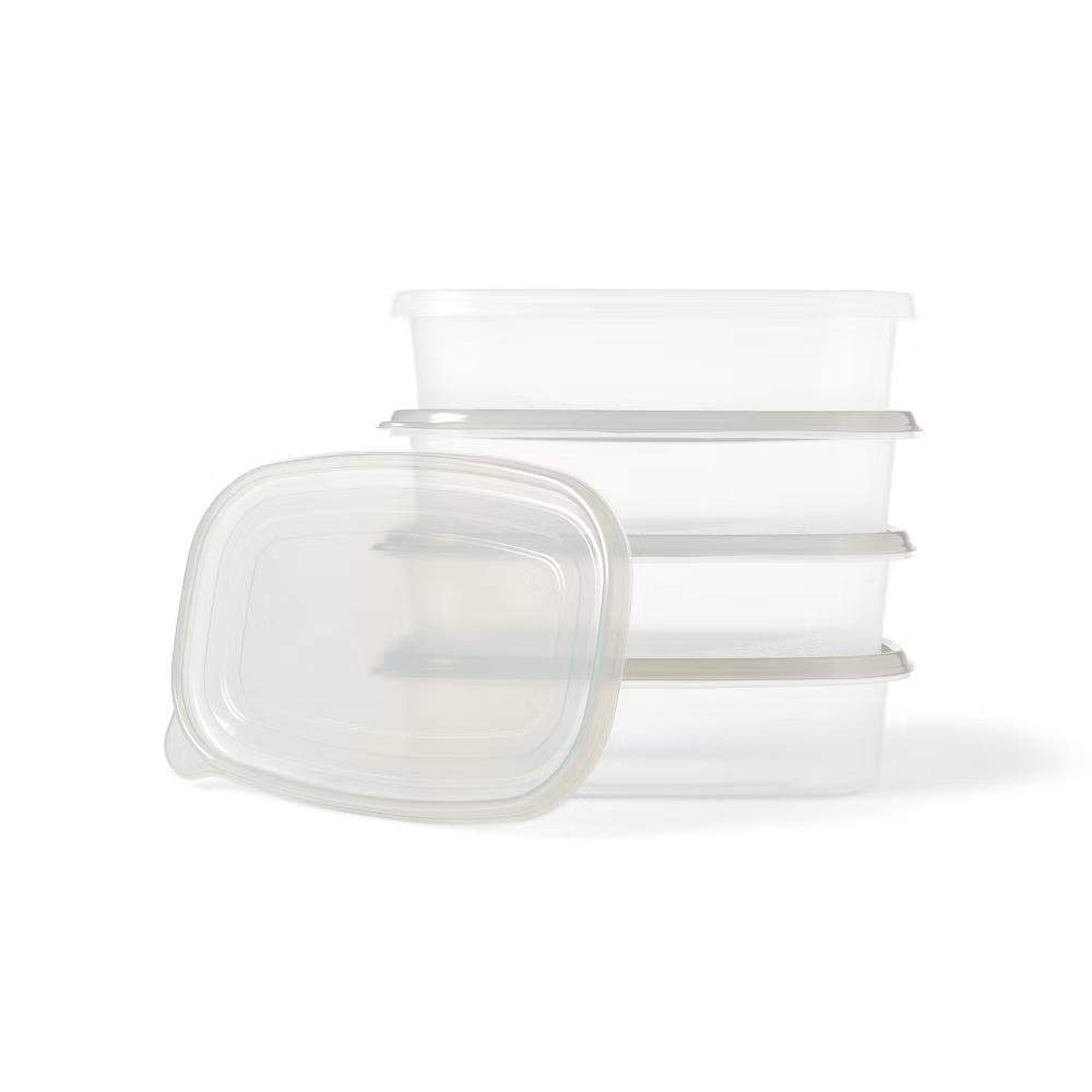 Medium Rectangle Food Storage Containers - 76 fl oz/4ct - Stackable Design, BPA-Free - Image 2