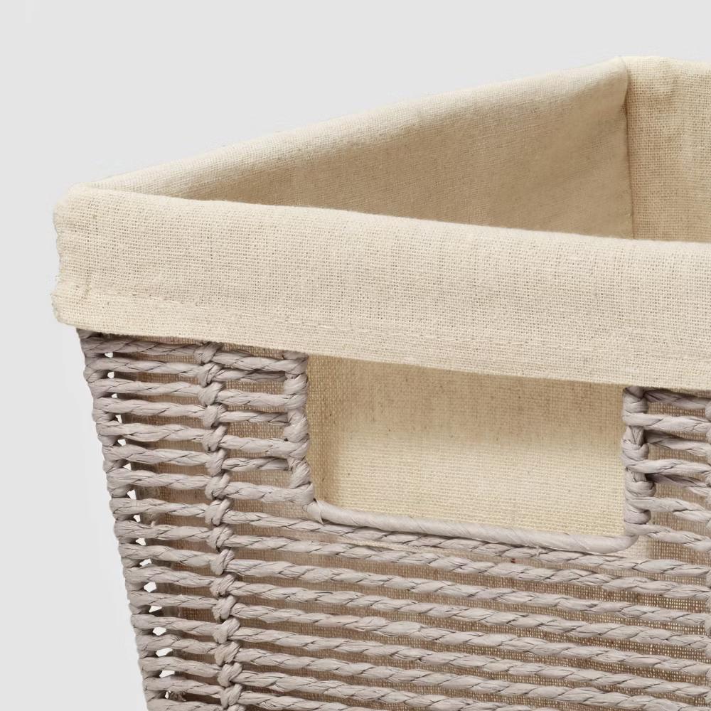 16" x 9" x 6" Woven Twisted Paper Rope Media Basket Gray - Image 2