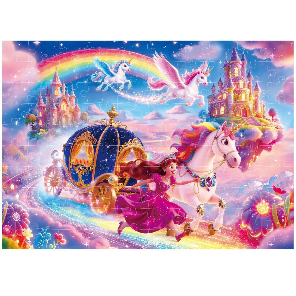 100 Piece Jigsaw Puzzles for Kids 4-8, Princess and Unicorn, 15.75"x 11.75" - Image 2