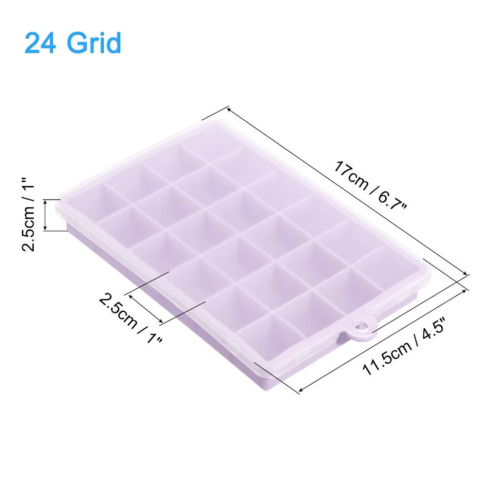 Square Silicone Ice Cube Tray with Lid for Freezer 24 Cube Per Trays 2 Pcs - Image 9