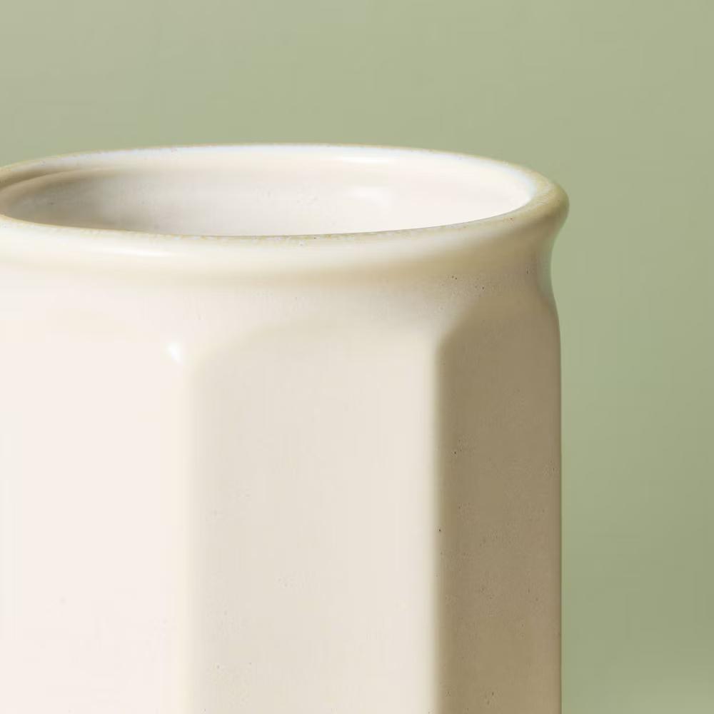 3pc Ceramic Desk Organizer Set Cream - with Magnolia - Image 3