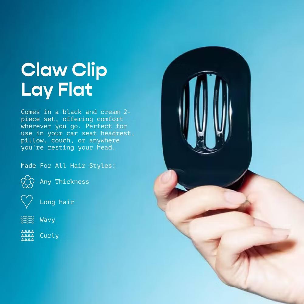 Lay Back Claw Clips for Medium Hair - Black/Cream - 2ct - Image 3