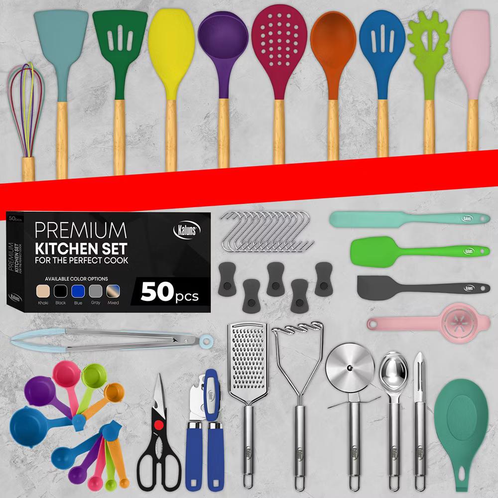 Kitchen Utensils Set, 50 Piece Silicone And Stainless Steel Cooking Utensils, Heat Resistant Kitchen Tools - Image 25