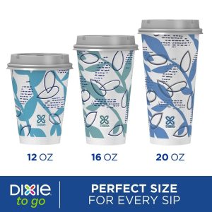 To Go Disposable Hot Cups & Lids - 12oz: Insulated Paper, Shapes Pattern,Pack of 26