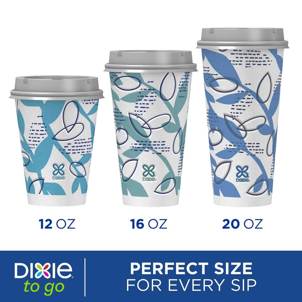 To Go Disposable Hot Cups & Lids - 20ct/20oz: Insulated paper, assorted pattern
