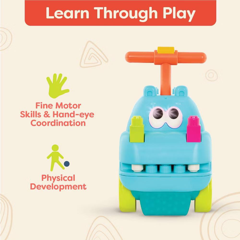 Ride On Toy with Blocks - Ride & Chomp: Educational Kids Pedal and Push Vehicle - Image 4