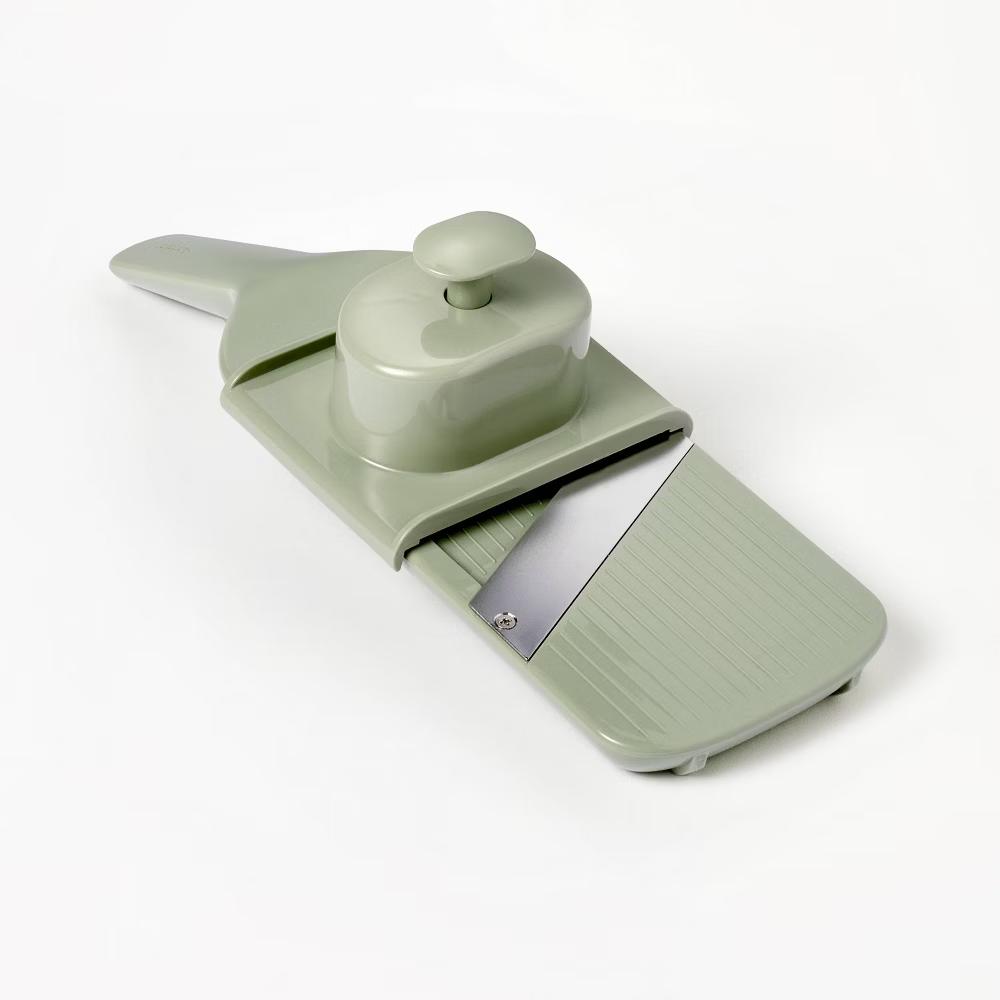 Hand Held Mandoline Green - Stainless Steel Cucumber Slicer, Dishwasher-Safe Kitchen Tool - Image 4