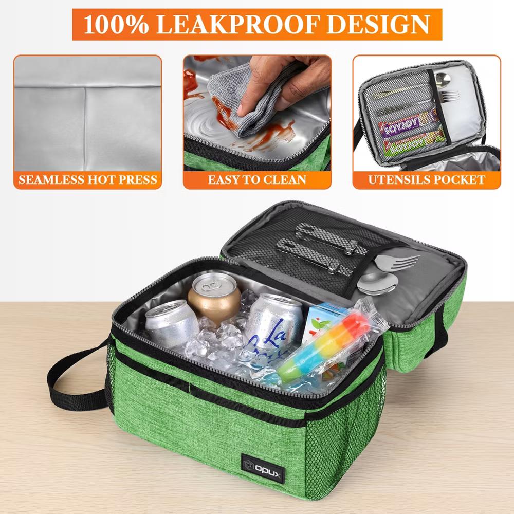 Double Decker Lunch Box Men Women, Insulated Leakproof Cooler Bag Adult Work, Dual Compartment Pail Tote Boys Girls Kids - Image 61