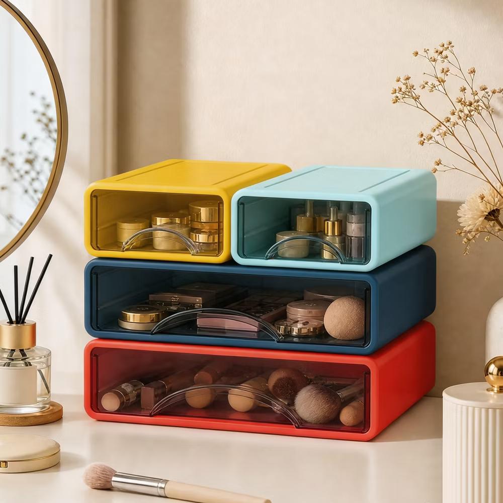 Stackable Storage Drawer with Dividers, Transparent PP Material Desktop Organizer, Durable Thickened Storage Container - Image 20