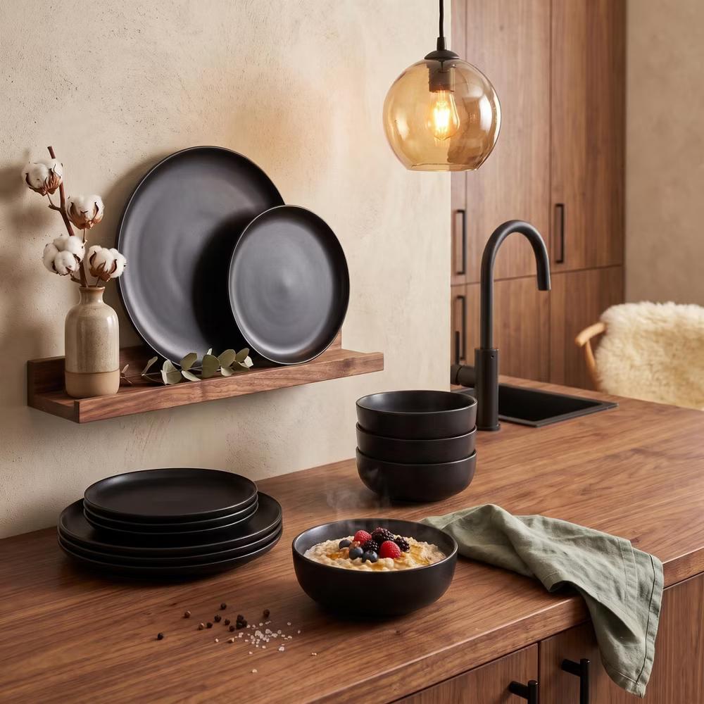 GreenElevate Stoneware Elegance 12-Piece Dinnerware Set for 4, Plates&Bowls, Microwave & Dishwasher Safe, Non-Toxic Matte Glaze, Stackable Kitchenware - Image 15
