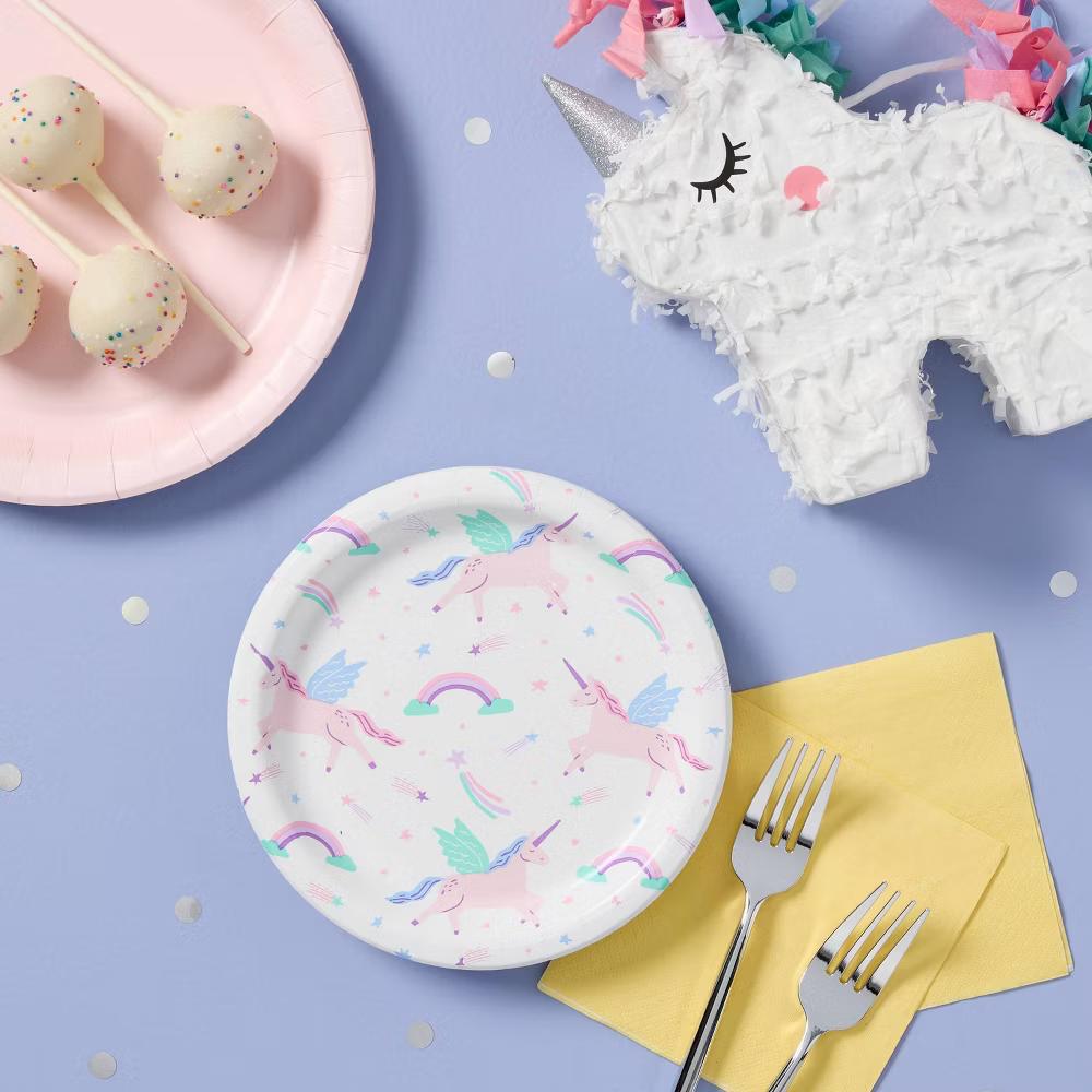 20ct Unicorn Birthday Party Snack Paper Plates - Image 2
