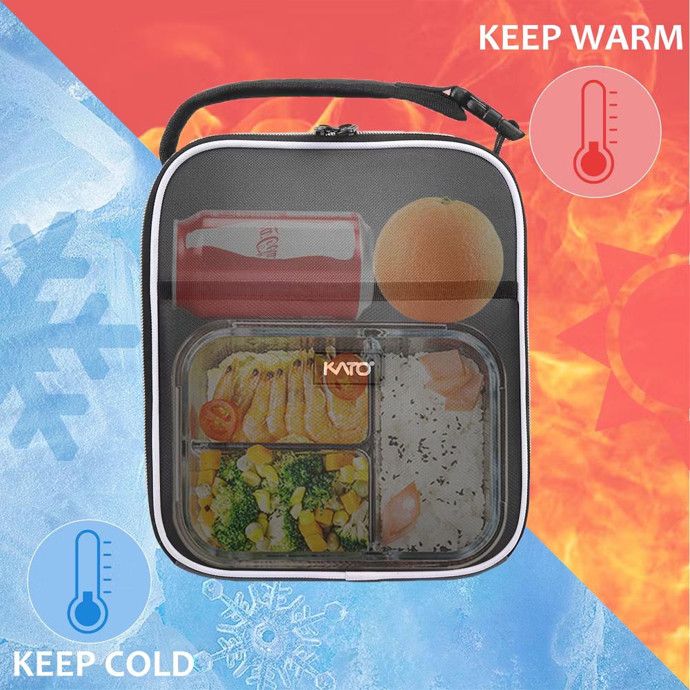 Small Insulated Lunch Tote Bag for Adult Kid, Leak-proof Portable Lunch Box for Man Woman with Dual Zipper Closure, 8.5x4x9.5 Inches - Image 5