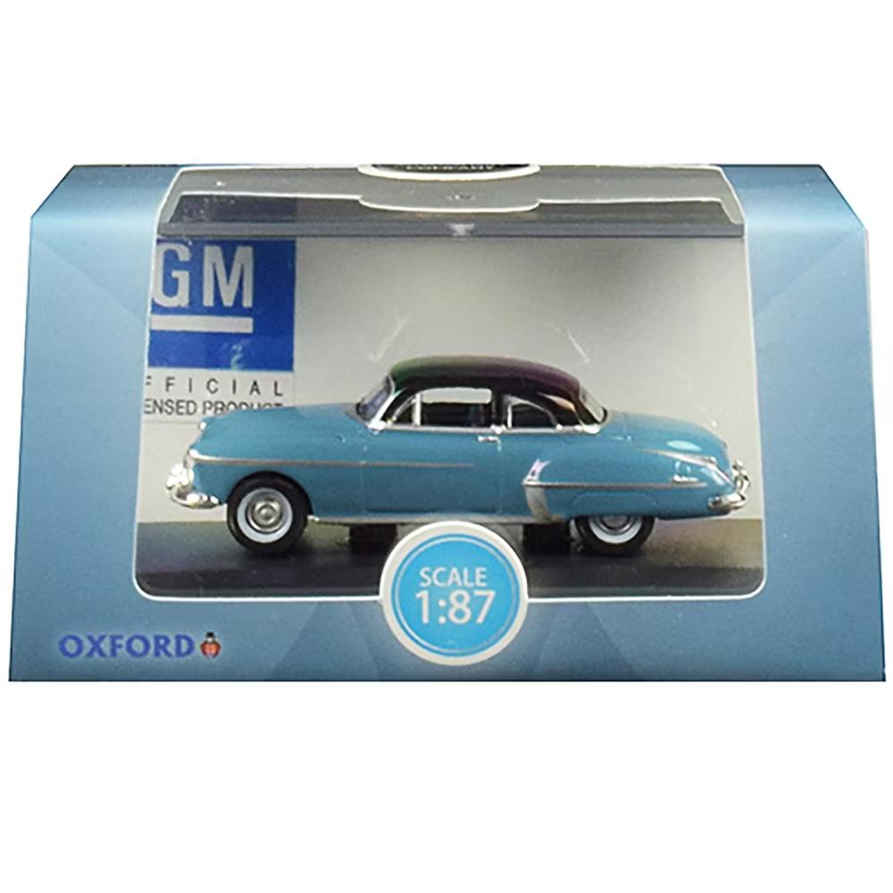 1950 Oldsmobile Rocket 88 Coupe Crest Blue with Black Top 1/87 (HO) Scale Diecast Model Car - Image 5