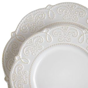 16pc Stoneware Luna Scalloped Dinnerware Set White