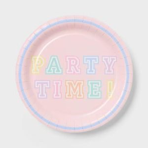20ct "Party Time" Preppy Birthday Dinner Paper Plates- "