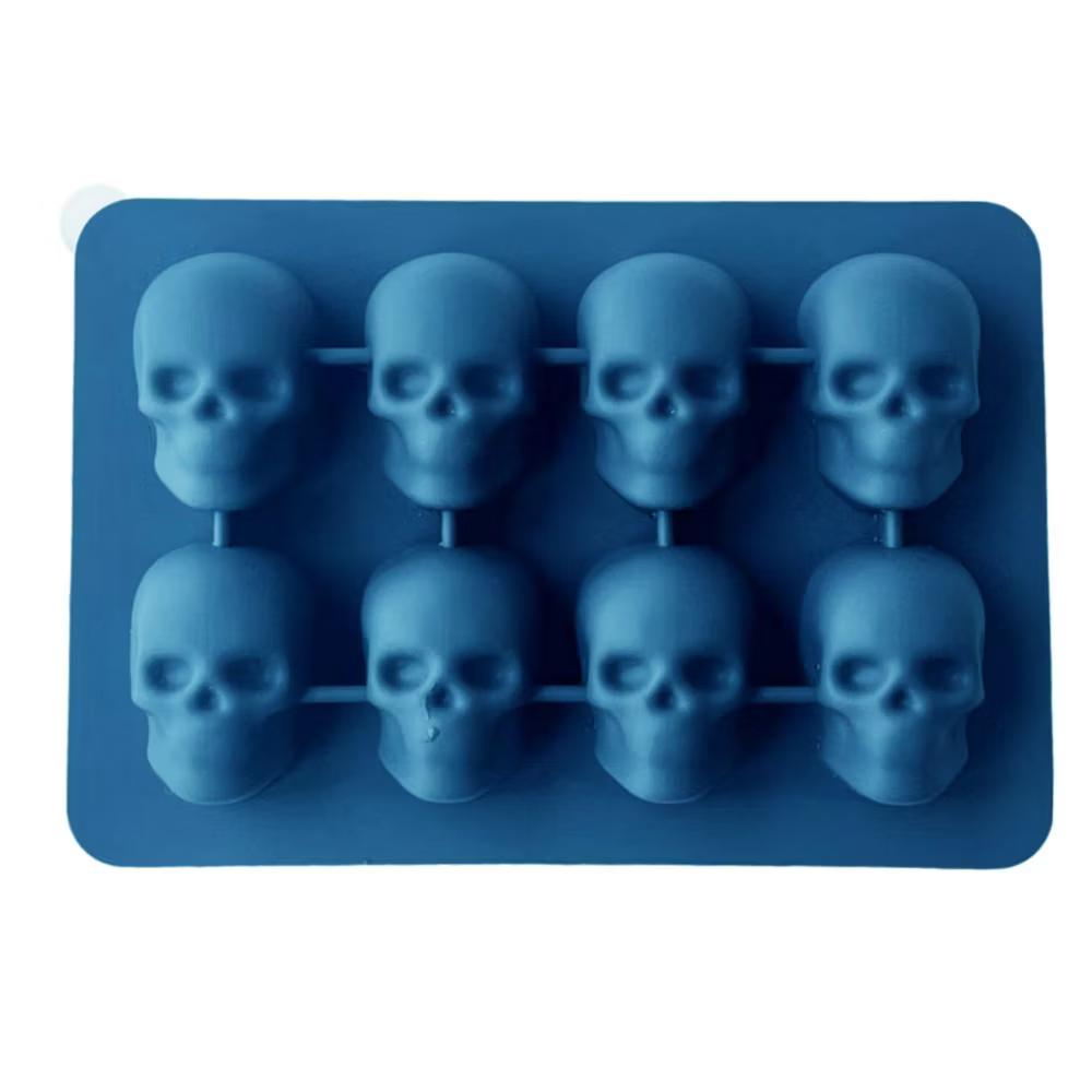 Alilang Women's 2-Pack Skull Silicone Ice Cube Tray 8-Cavity Flexible Nonstick Halloween Drink Mold - Image 3