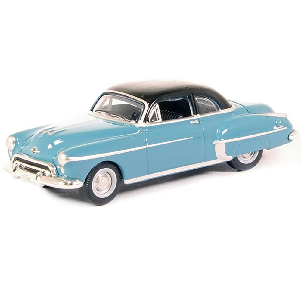1950 Oldsmobile Rocket 88 Coupe Crest Blue with Black Top 1/87 (HO) Scale Diecast Model Car - Image 4
